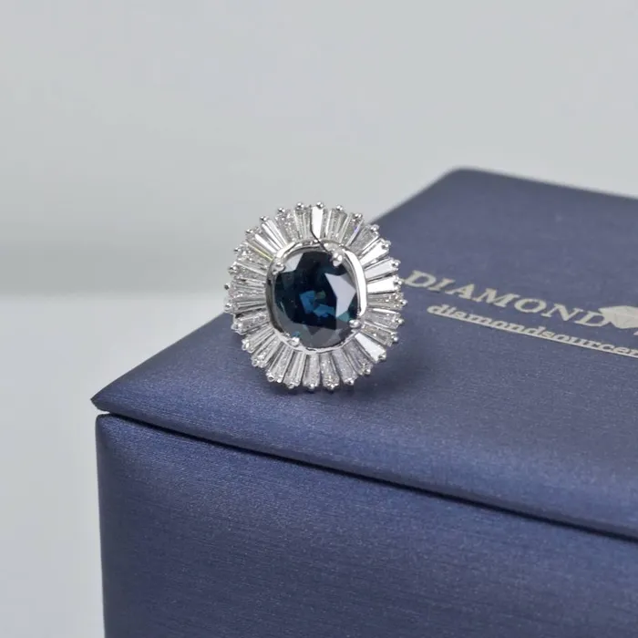 Oval Cut Blue Sapphire Fashion Ring with 350ct of Total Diamond Weight in 14k White Gold RN173000 Diamond Source NYC Rings Oval Cut Blue Sapphire Fashion Ring with 350ct of Total Diamond Weight in 14k White Gold RN173000 Diamond Source NYC Rings