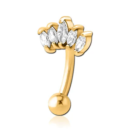 Tulsa Body Jewelry PreStyled Sets Crown CZ Gold Eyebrow Barbell