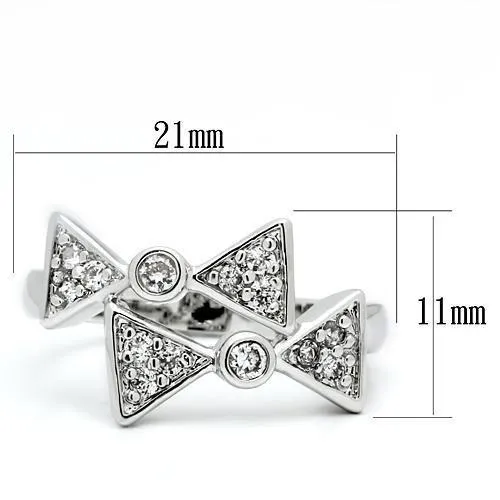 3W225 Rhodium Brass Ring with AAA Grade CZ in Clear Alamode Rings