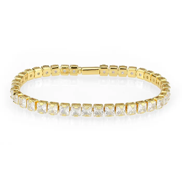 Alamode 3W1698 Gold Brass Bracelet with AAA Grade CZ in Clear Bracelets