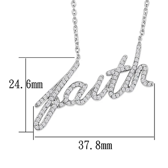 Alamode 3W458 Rhodium Brass Necklace with AAA Grade CZ in Clear Necklaces