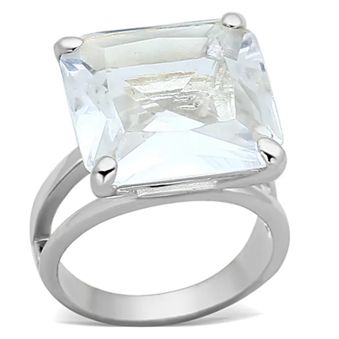 Alamode Rings LOAS949 Silver 925 Sterling Silver Ring with Synthetic Synthetic Glass in Clear Alamode Rings LOAS949 Silver 925 Sterling Silver Ring with Synthetic Synthetic Glass in Clear