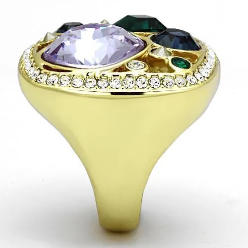 Alamode Rings TK855 IP GoldIon Plating Stainless Steel Ring with Top Grade Crystal in Multi Color