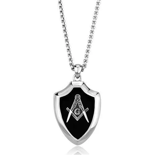 Alamode TK2522 High polished no plating Stainless Steel Chain Pendant with Epoxy in Jet Necklaces Alamode TK2522 High polished no plating Stainless Steel Chain Pendant with Epoxy in Jet Necklaces