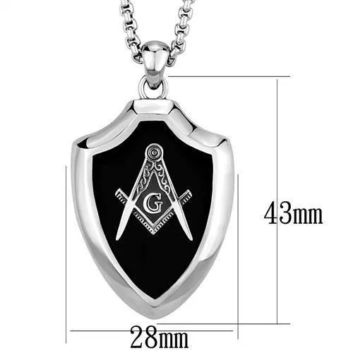 Alamode TK2522 High polished no plating Stainless Steel Chain Pendant with Epoxy in Jet Necklaces