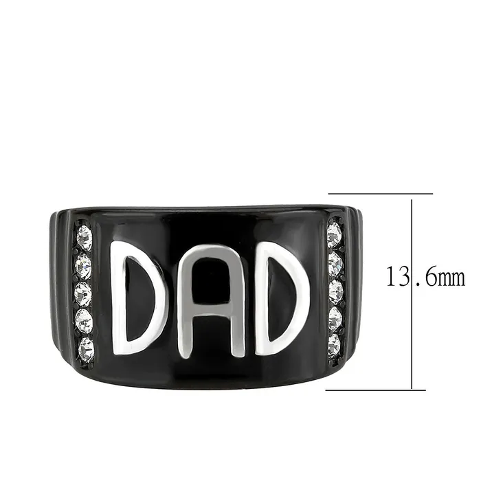 Alamode TK3759 Two Tone IP Black Ion Plating Stainless Steel Ring with Top Grade Crystal in Clear Rings Alamode TK3759 Two Tone IP Black Ion Plating Stainless Steel Ring with Top Grade Crystal in Clear Rings