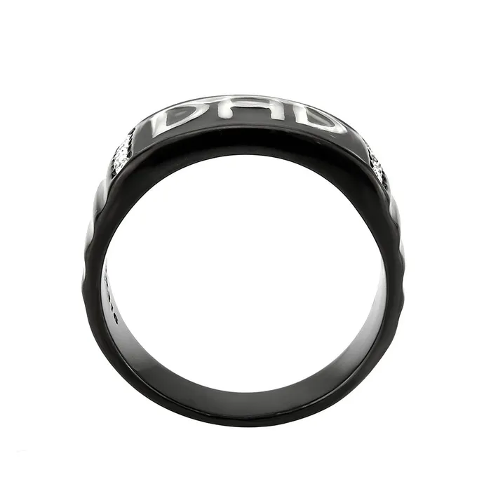Alamode TK3759 Two Tone IP Black Ion Plating Stainless Steel Ring with Top Grade Crystal in Clear Rings Alamode TK3759 Two Tone IP Black Ion Plating Stainless Steel Ring with Top Grade Crystal in Clear Rings