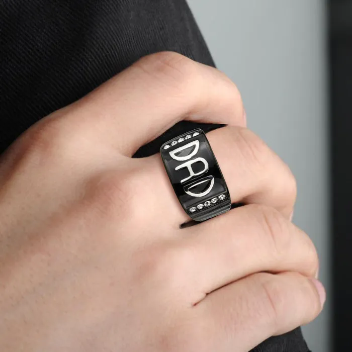 Alamode TK3759 Two Tone IP Black Ion Plating Stainless Steel Ring with Top Grade Crystal in Clear Rings Alamode TK3759 Two Tone IP Black Ion Plating Stainless Steel Ring with Top Grade Crystal in Clear Rings