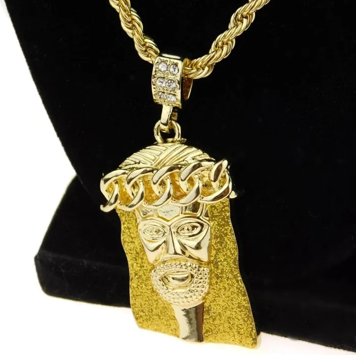 Bling Cartel Admin 14K Gold Plated Jesus Head Dazzling Glitter Rope Chain Necklace 24 Necklaces Bling Cartel Admin 14K Gold Plated Jesus Head Dazzling Glitter Rope Chain Necklace 24 Necklaces