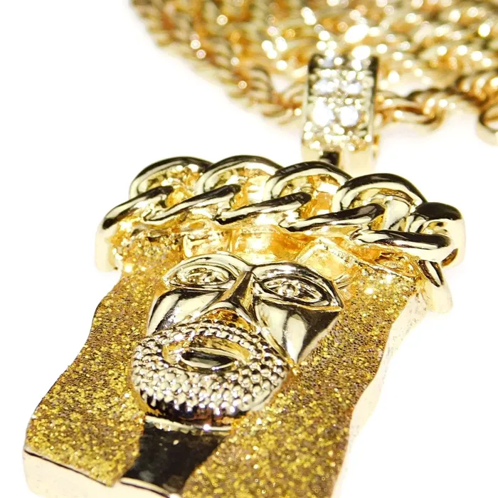 Bling Cartel Admin 14K Gold Plated Jesus Head Dazzling Glitter Rope Chain Necklace 24 Necklaces Bling Cartel Admin 14K Gold Plated Jesus Head Dazzling Glitter Rope Chain Necklace 24 Necklaces