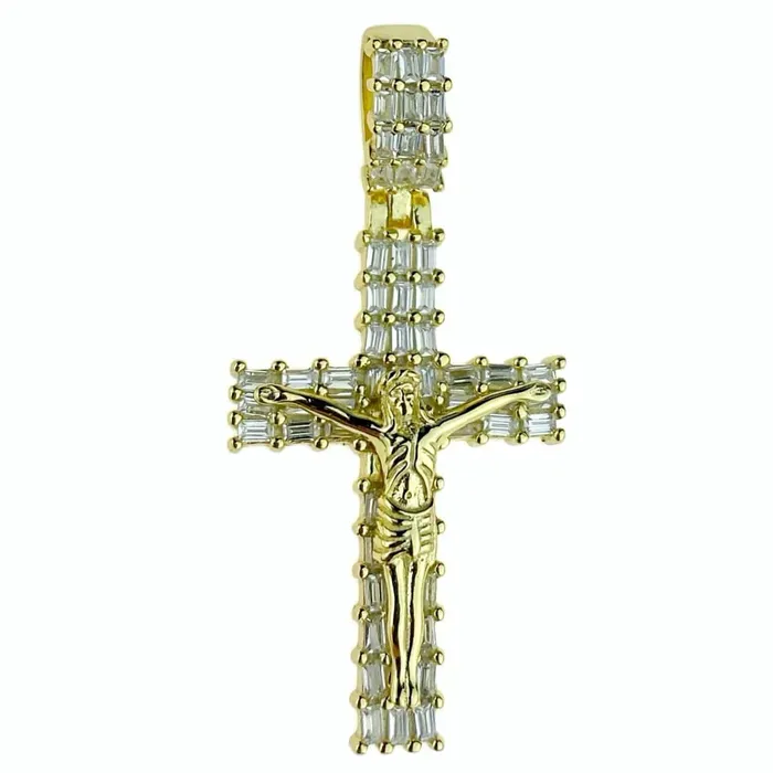 Bling Cartel Admin Jesus Crucifix Gold Plated over 925 Silver Iced Baguettes Small Pendant 125 Necklaces Bling Cartel Admin Jesus Crucifix Gold Plated over 925 Silver Iced Baguettes Small Pendant 125 Necklaces