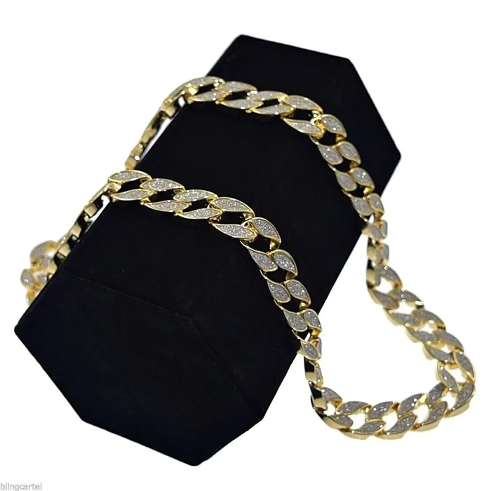 Bling Cartel Admin Necklaces Cuban Link Chain Gold Finish Sandblast Necklace 30 x 18MM Thick Bling Cartel Admin Necklaces Cuban Link Chain Gold Finish Sandblast Necklace 30 x 18MM Thick