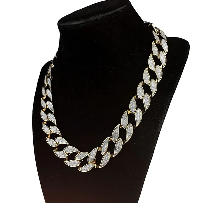 Bling Cartel Admin Necklaces Cuban Link Chain Gold Finish Sandblast Necklace 30 x 18MM Thick Bling Cartel Admin Necklaces Cuban Link Chain Gold Finish Sandblast Necklace 30 x 18MM Thick