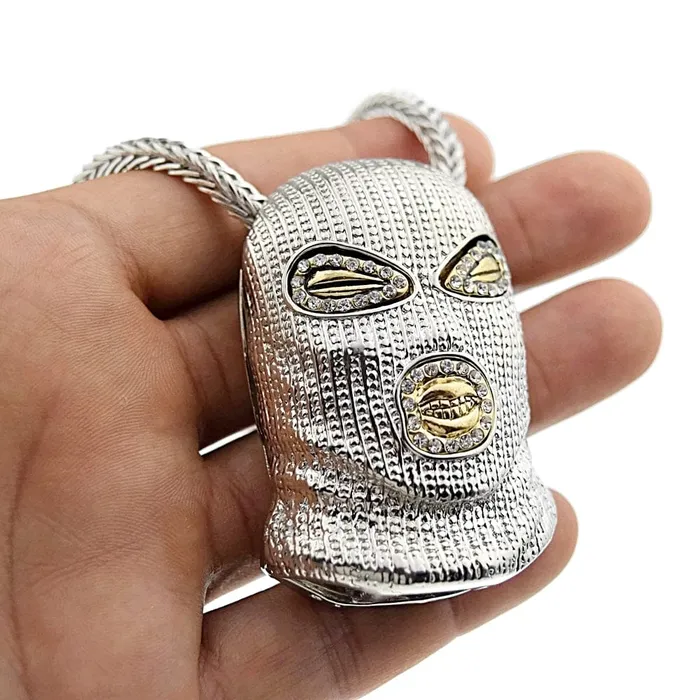 Bling Cartel Admin Necklaces Silver Tone Masked Goon Man 36 Franco Chain Necklace