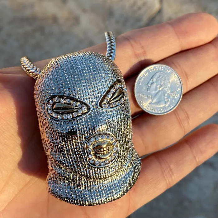 Bling Cartel Admin Necklaces Silver Tone Masked Goon Man 36 Franco Chain Necklace