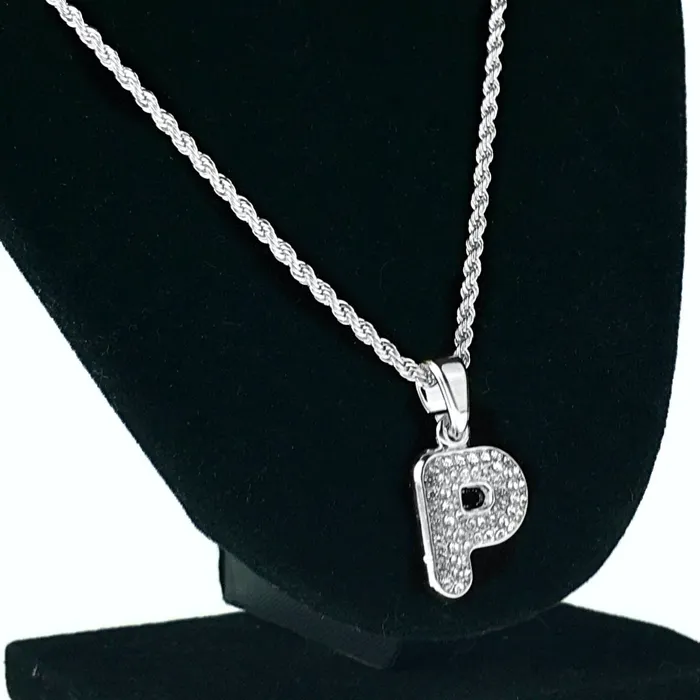 Bling Cartel Admin Necklaces Silver Tone P Letter Micro Chain Rope Necklace Bling Cartel Admin Necklaces Silver Tone P Letter Micro Chain Rope Necklace