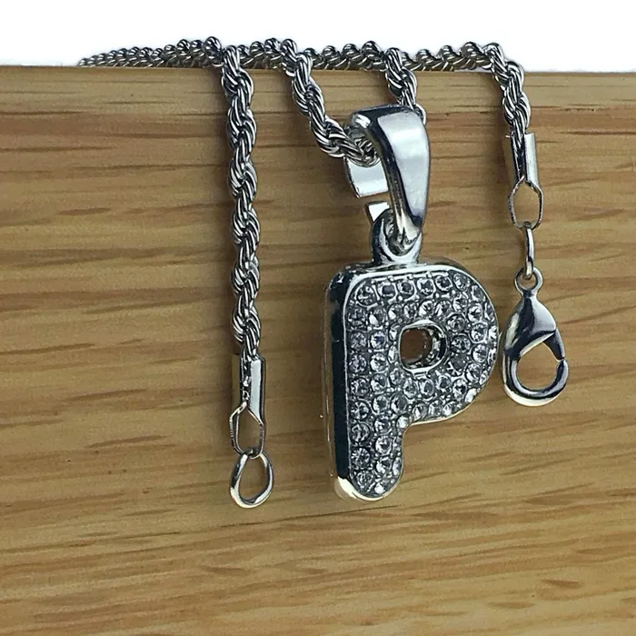 Bling Cartel Admin Necklaces Silver Tone P Letter Micro Chain Rope Necklace
