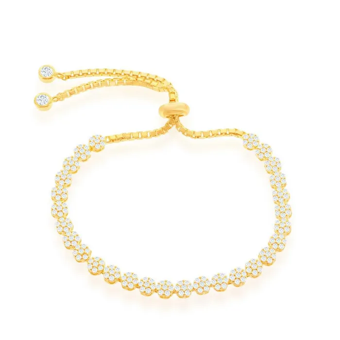 Bracelets Classic Sterling Silver GP Small Flower CZ Adjustable Bracelet