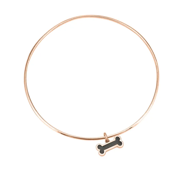 Bracelets closebymejewelry Single Bangle Bracelet with Various Cremation Charms in 14K Rose Gold