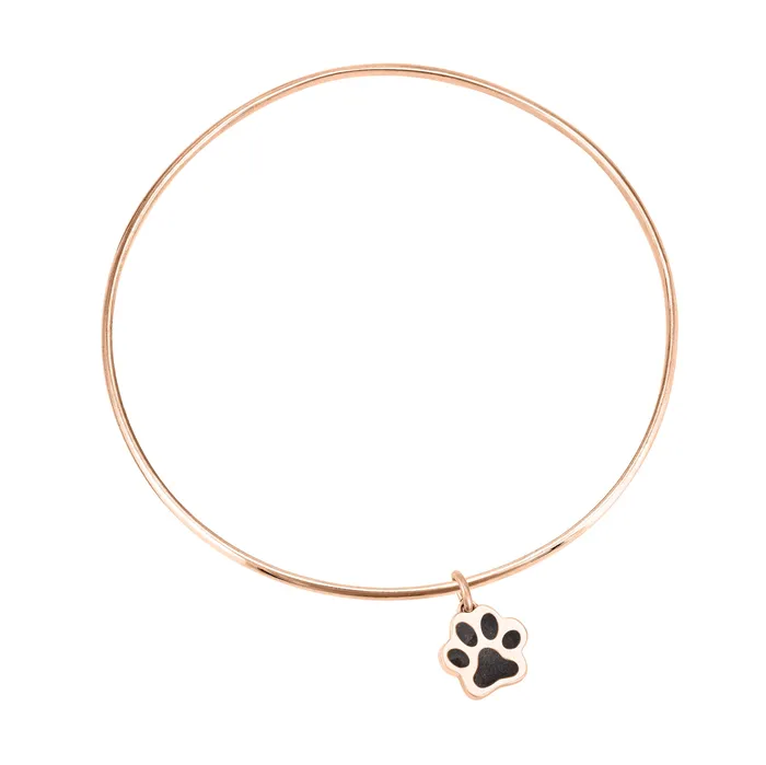 Bracelets closebymejewelry Single Bangle Bracelet with Various Cremation Charms in 14K Rose Gold