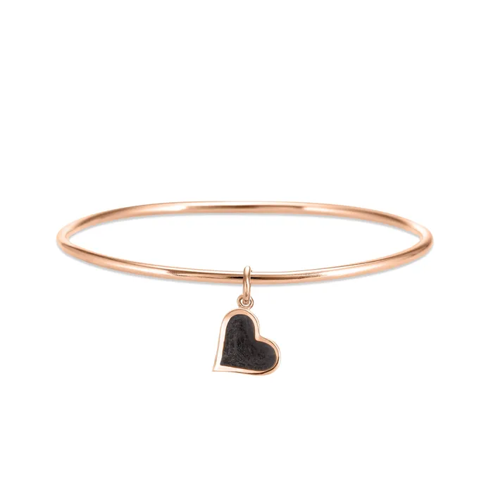 Bracelets closebymejewelry Single Bangle Bracelet with Various Cremation Charms in 14K Rose Gold