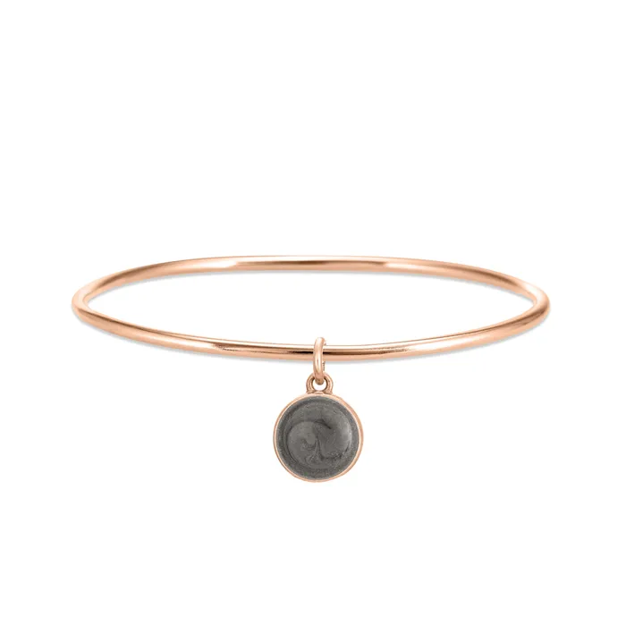Bracelets closebymejewelry Single Bangle Bracelet with Various Cremation Charms in 14K Rose Gold