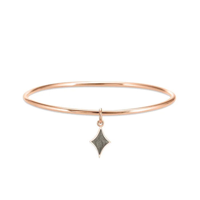 Bracelets closebymejewelry Single Bangle Bracelet with Various Cremation Charms in 14K Rose Gold