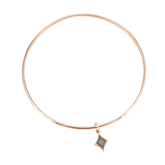 Bracelets closebymejewelry Single Bangle Bracelet with Various Cremation Charms in 14K Rose Gold