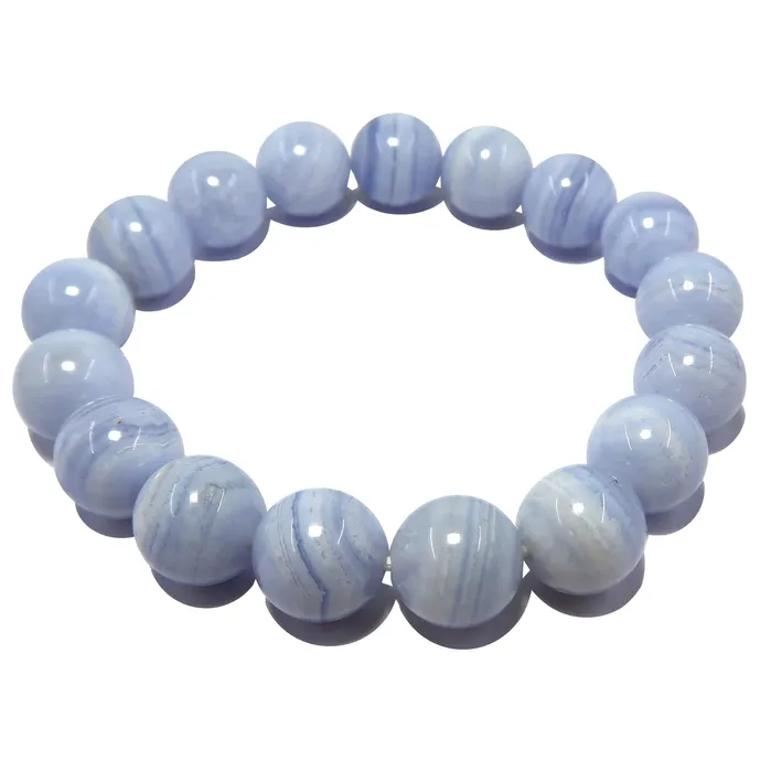 Bracelets Satin Crystals Blue Lace Agate Bracelet Icy Cool Calming Gems