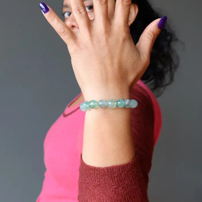 Bracelets Satin Crystals Fluorite Bracelet Green Genius Gemstones