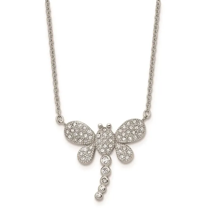 Chisel Bracelets Stainless Steel Polished w Preciosa Crystal Dragonfly w2 inch ext Necklac Chisel Bracelets Stainless Steel Polished w Preciosa Crystal Dragonfly w2 inch ext Necklac