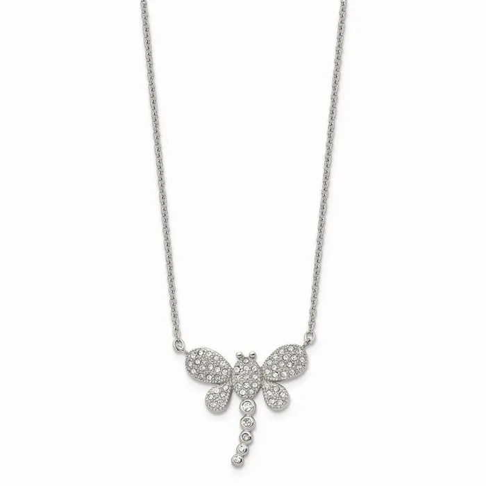 Chisel Bracelets Stainless Steel Polished w Preciosa Crystal Dragonfly w2 inch ext Necklac Chisel Bracelets Stainless Steel Polished w Preciosa Crystal Dragonfly w2 inch ext Necklac
