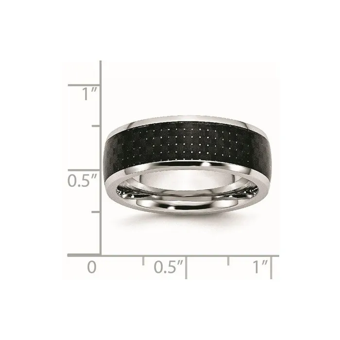 Chisel Rings Cobalt Black Carbon Fiber Inlay 8mm Polished Band