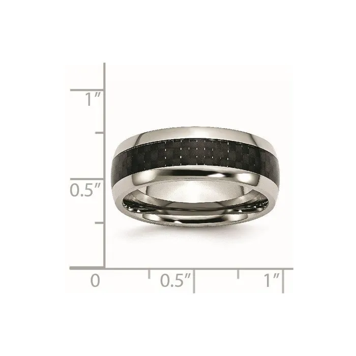 Chisel Rings Stainless Steel Polished w Black Carbon Fiber Inlay 8mm Band Chisel Rings Stainless Steel Polished w Black Carbon Fiber Inlay 8mm Band