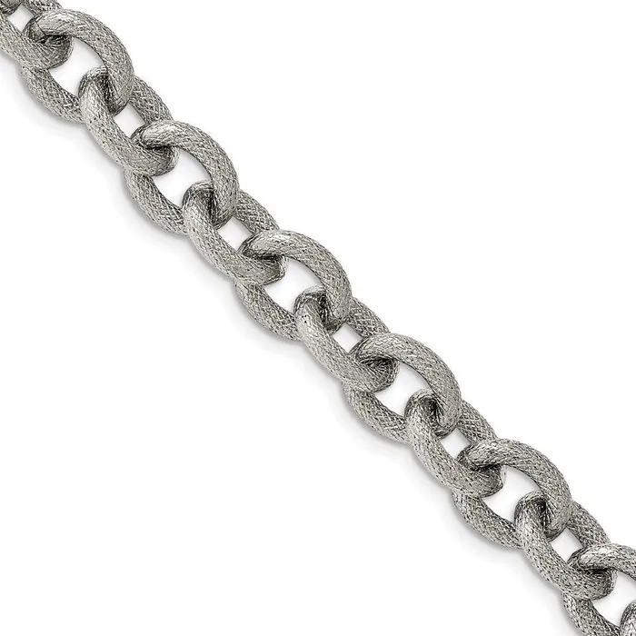 Chisel Stainless Steel Polished and Textured 7 inch Bracelet Bracelets