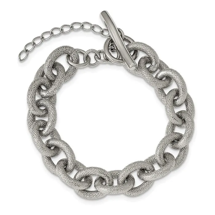 Chisel Stainless Steel Polished and Textured 7 inch Bracelet Bracelets Chisel Stainless Steel Polished and Textured 7 inch Bracelet Bracelets