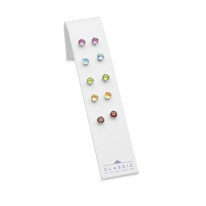 Classic Set of 5 Round 6mm Gemstone Prong Set Studs Amy BT Garnet Peridot and Citrine Earrings Earrings Classic Set of 5 Round 6mm Gemstone Prong Set Studs Amy BT Garnet Peridot and Citrine Earrings Earrings