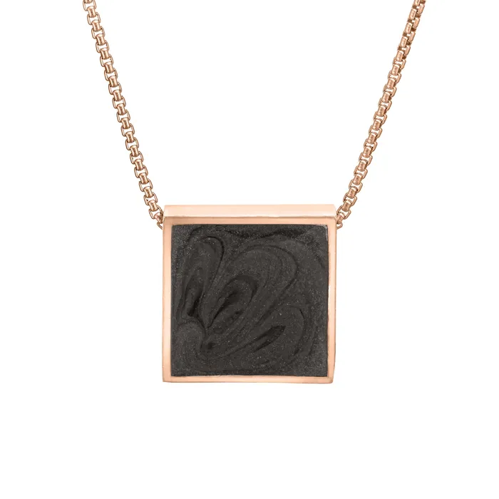 closebymejewelry Necklaces Large Sliding Square Cremation Necklace in 14K Rose Gold closebymejewelry Necklaces Large Sliding Square Cremation Necklace in 14K Rose Gold