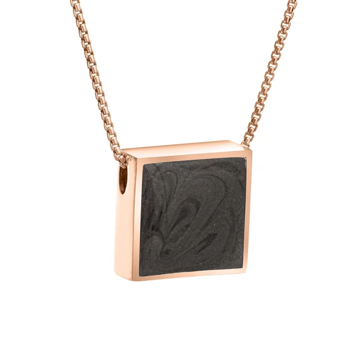 closebymejewelry Necklaces Large Sliding Square Cremation Necklace in 14K Rose Gold