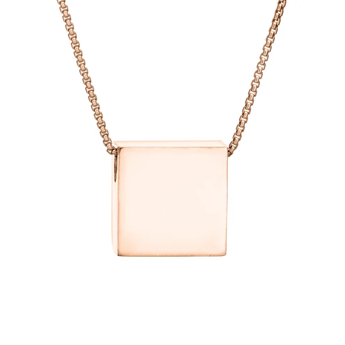 closebymejewelry Necklaces Large Sliding Square Cremation Necklace in 14K Rose Gold