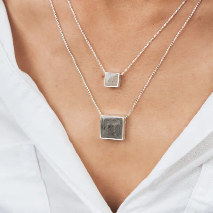 closebymejewelry Necklaces Large Sliding Square Cremation Necklace in 14K Rose Gold