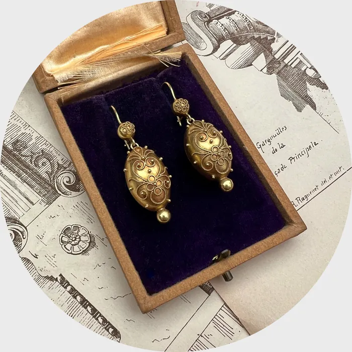 Earrings 21stfinds Victorian NeoEtruscan EggShaped Drop Earrings