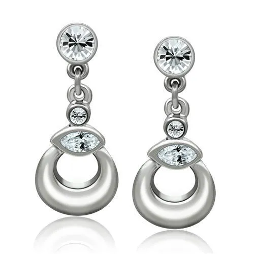 Earrings Alamode LO1989 Rhodium White Metal Earrings with Top Grade Crystal in Clear Earrings Alamode LO1989 Rhodium White Metal Earrings with Top Grade Crystal in Clear