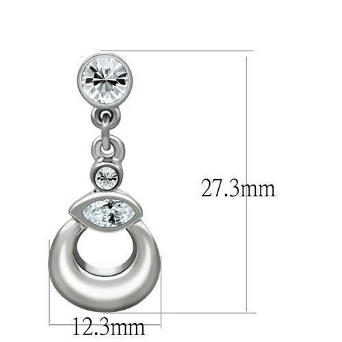Earrings Alamode LO1989 Rhodium White Metal Earrings with Top Grade Crystal in Clear