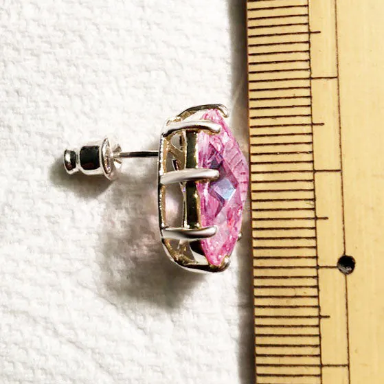 Earrings Alamode LOAS1369 Sterling Silver Earrings with AAA Grade CZ in Pink