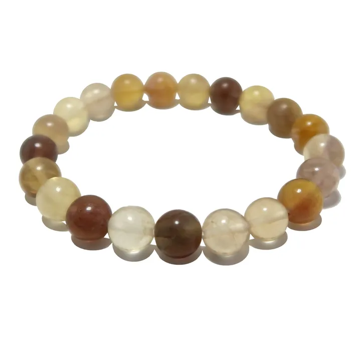 Fluorite Bracelet Golden Yellow Eye on Prize Satin Crystals Bracelets