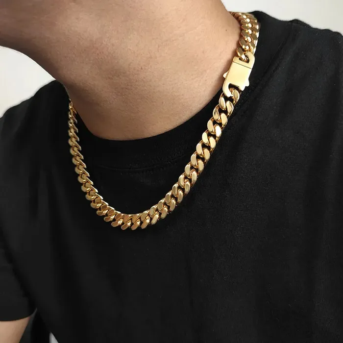 Gold Plated Stainless Steel Curb Cuban Link Chain or Bracelet BOGO VVS Jewelry Bracelets