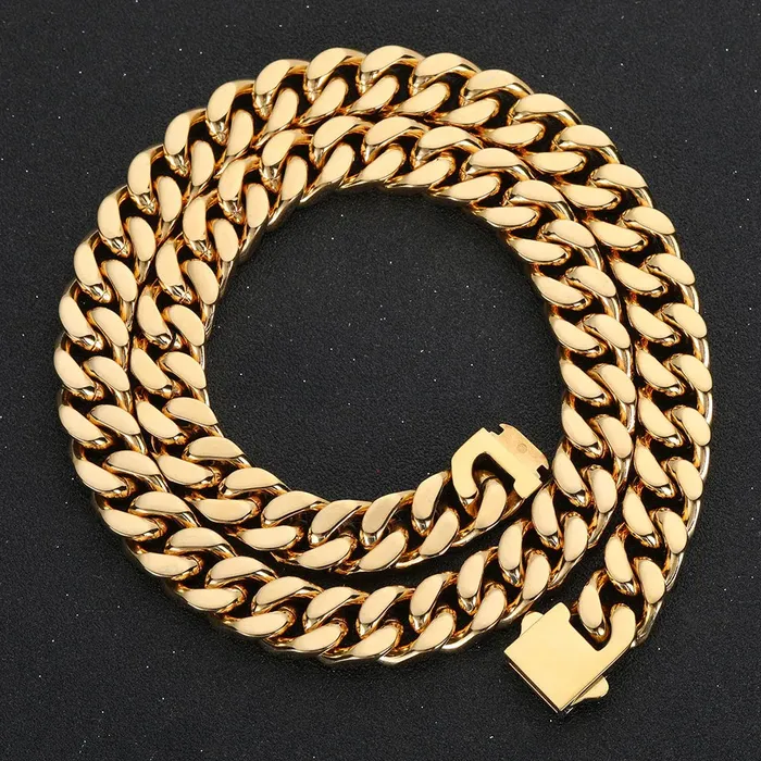 Gold Plated Stainless Steel Curb Cuban Link Chain or Bracelet BOGO VVS Jewelry Bracelets