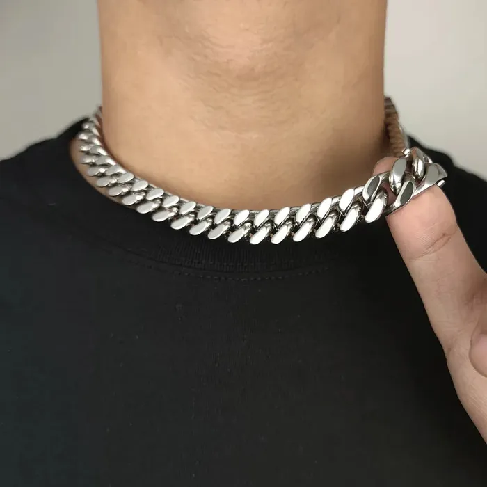 Gold Plated Stainless Steel Curb Cuban Link Chain or Bracelet BOGO VVS Jewelry Bracelets