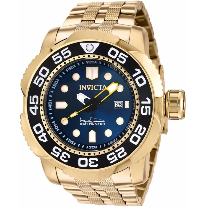Invicta Mens Automatic Watch Sea Hunter Blue Dial Yellow Gold Bracelet 36378 Invicta Bracelets Invicta Mens Automatic Watch Sea Hunter Blue Dial Yellow Gold Bracelet 36378 Invicta Bracelets